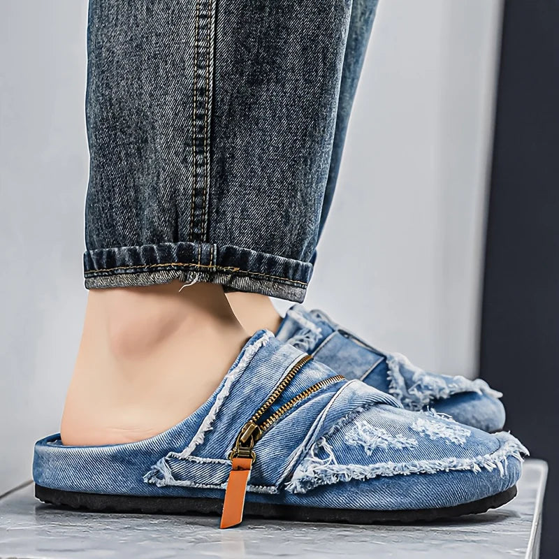 Dario — Pantofole in Denim Strappato