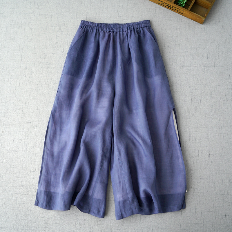 Pantaloni in Lino Lila