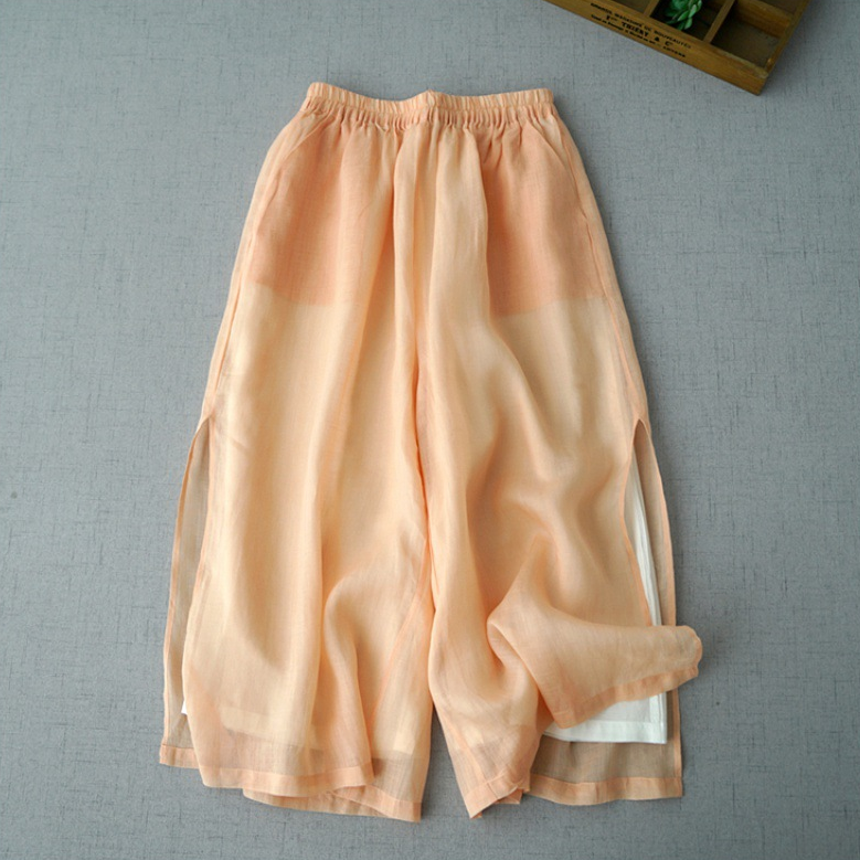 Pantaloni in Lino Lila