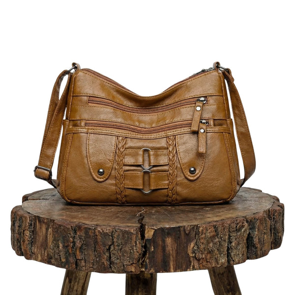 Borsa a tracolla Monica intrecciata multi-zip