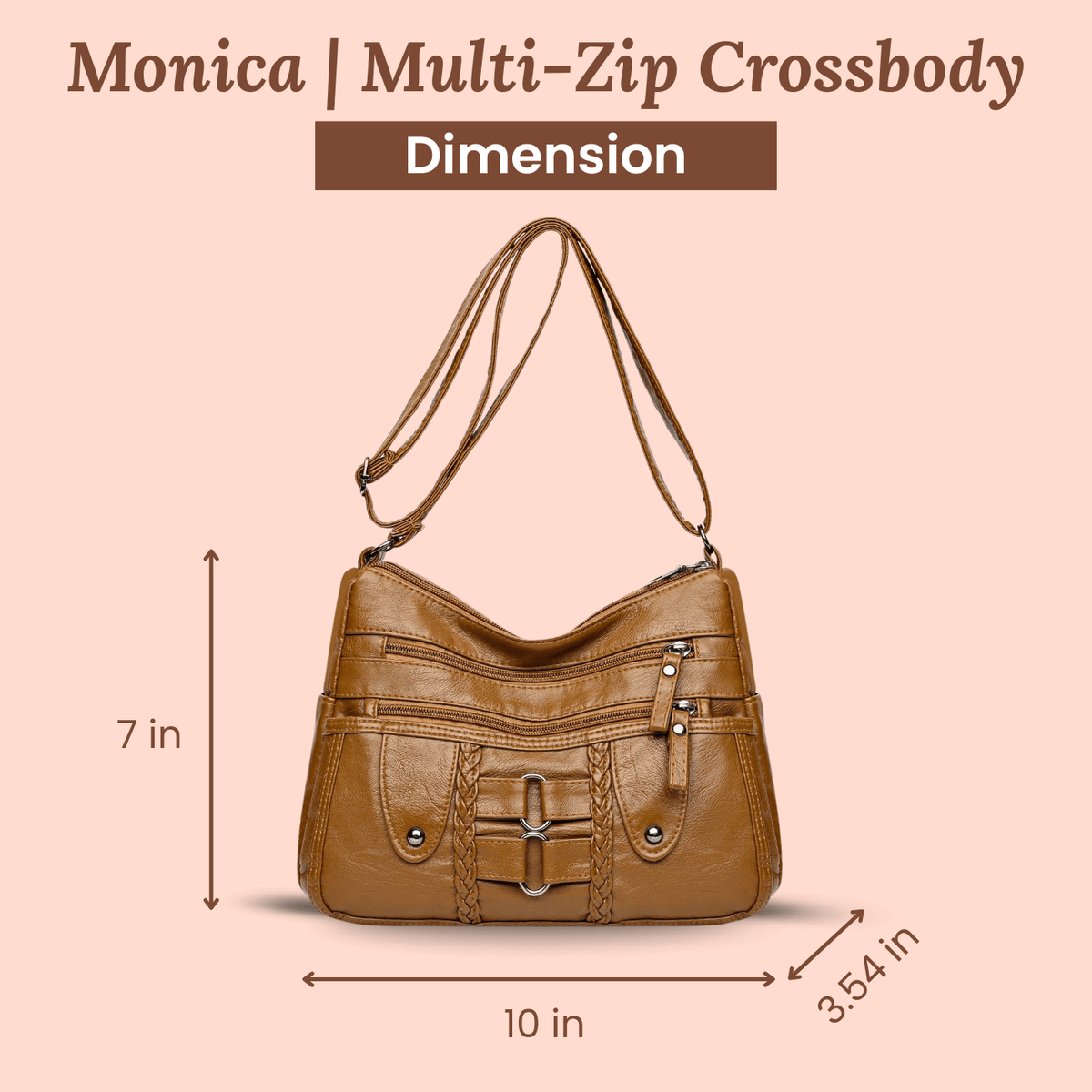 Borsa a tracolla Monica intrecciata multi-zip