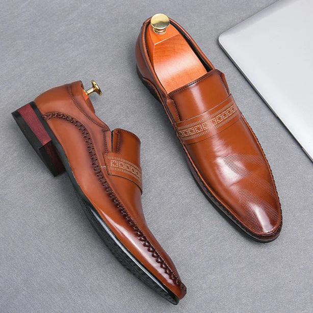 Mocassino Elegante in Pelle – Punta Quadrata Senza Lacci