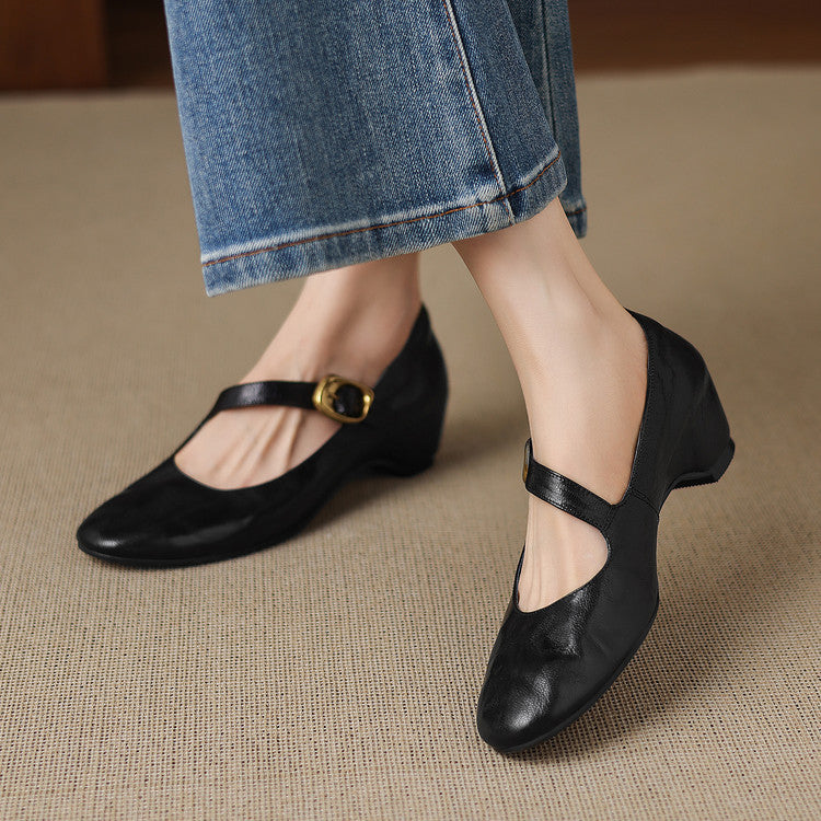 Quira | Mary Jane Flat con Punta Rotonda