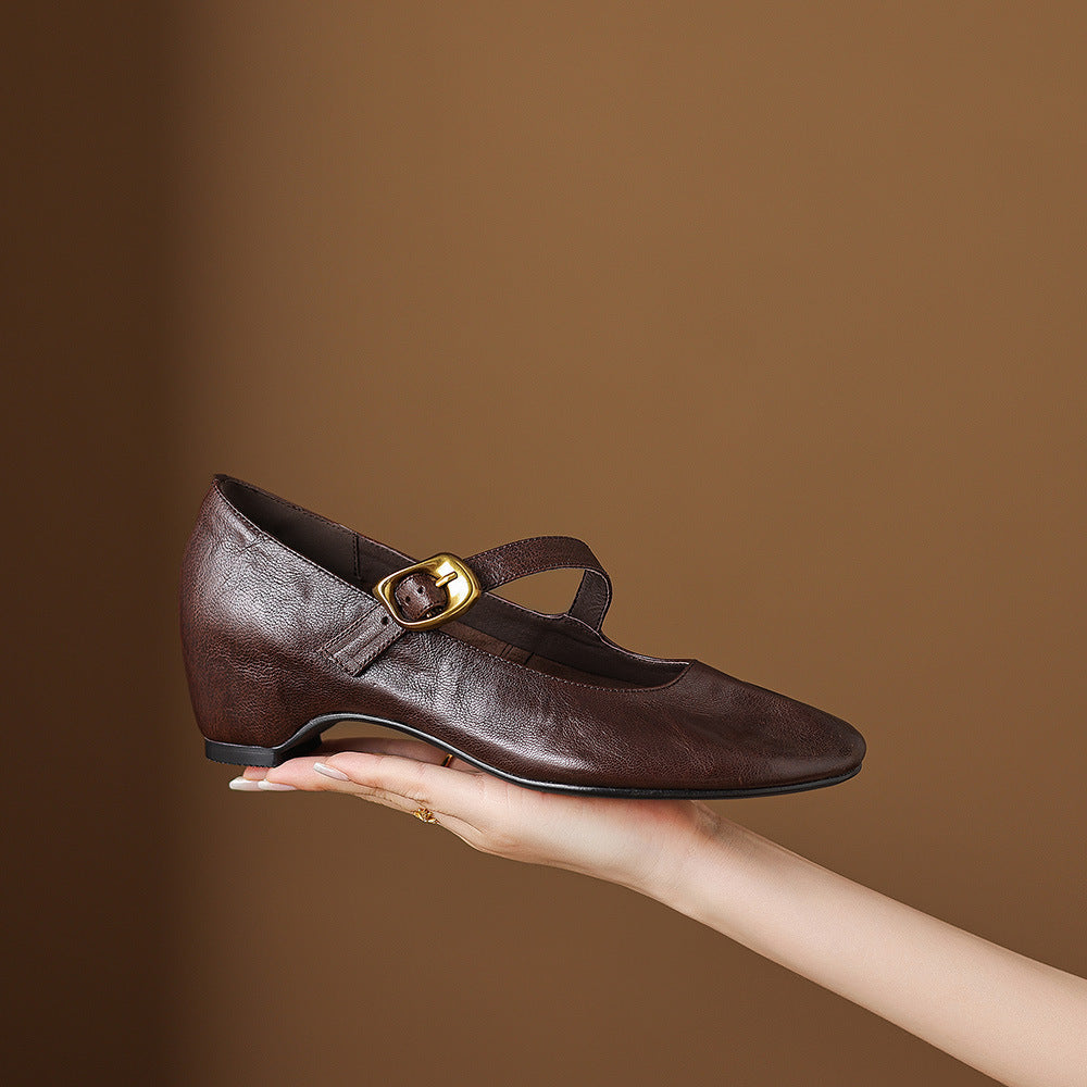 Quira | Mary Jane Flat con Punta Rotonda