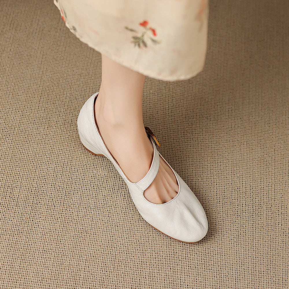 Quira | Mary Jane Flat con Punta Rotonda