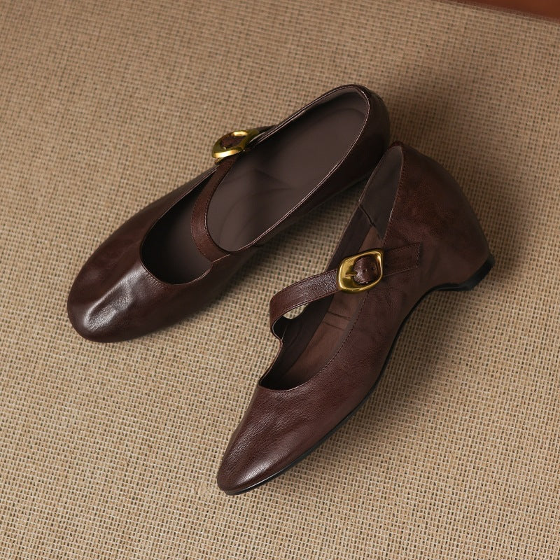 Quira | Mary Jane Flat a Punta Tonda