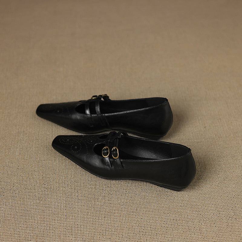 Ceyla | Mary Jane Flat con doppia cinghia e brogue