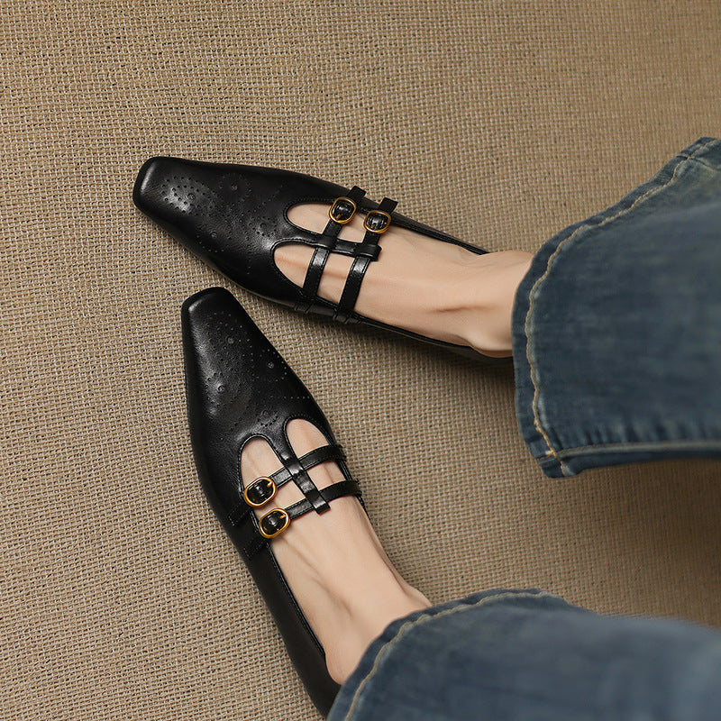 Ceyla | Mary Jane Flat con doppia cinghia e brogue