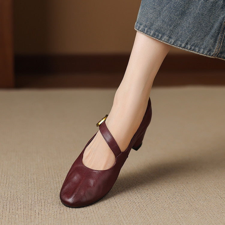 Quira | Mary Jane Flat con Punta Rotonda