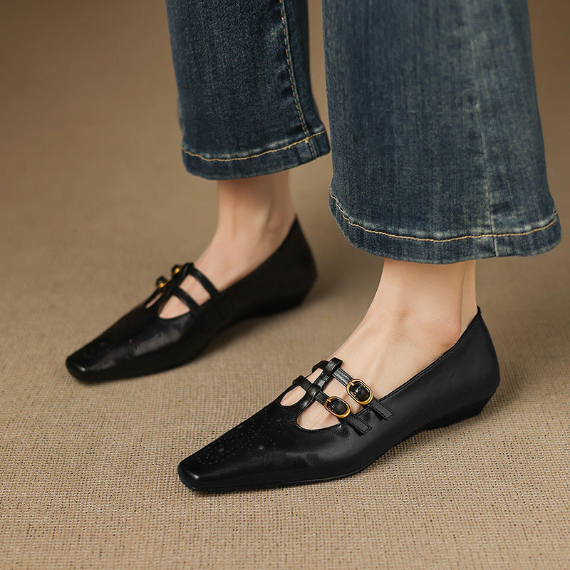 Ceyla | Mary Jane Flat con doppia cinghia e brogue
