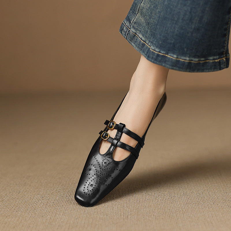 Ceyla | Flat Mary Jane con doppia fascia e perforazioni