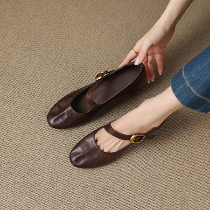 Quira | Mary Jane Flat con Punta Rotonda