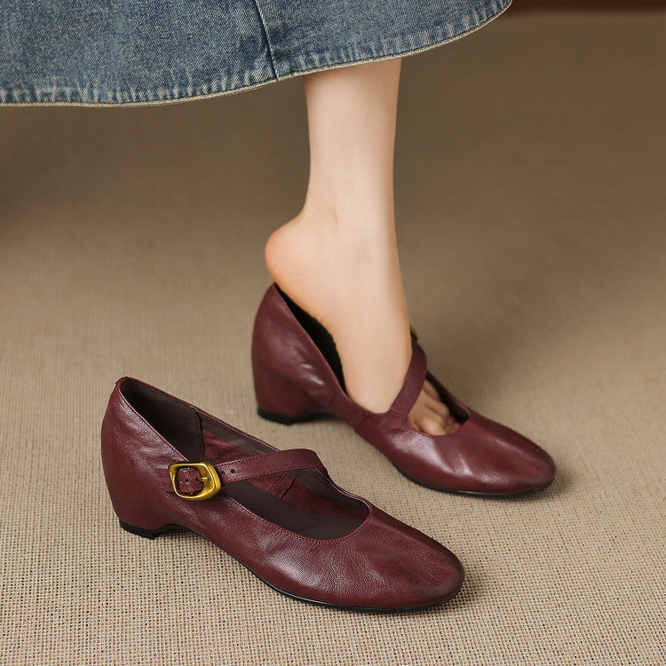 Quira | Mary Jane Flat con Punta Rotonda