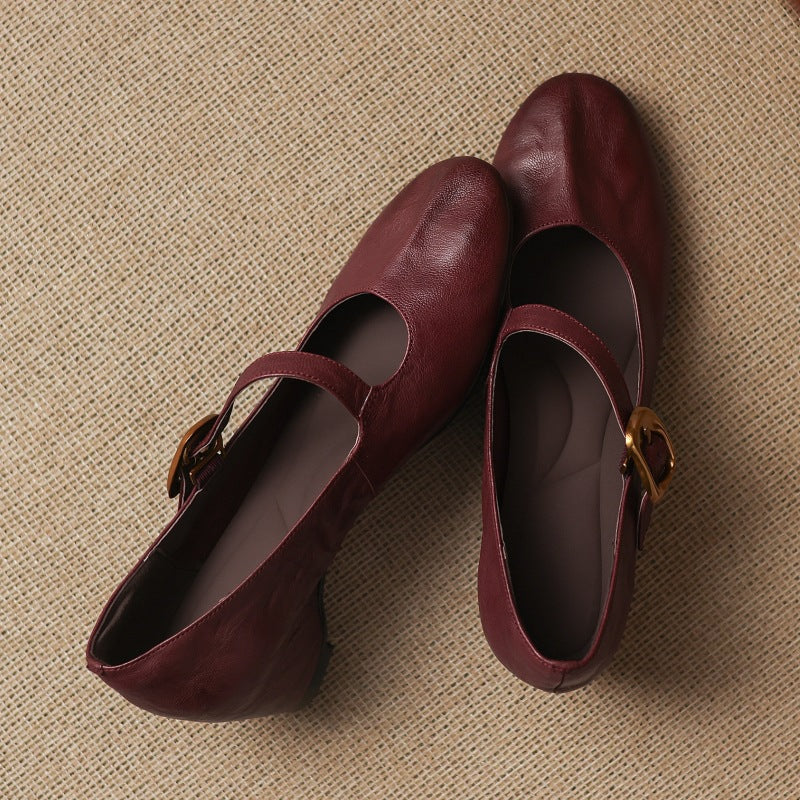 Quira | Mary Jane Flat con Punta Rotonda