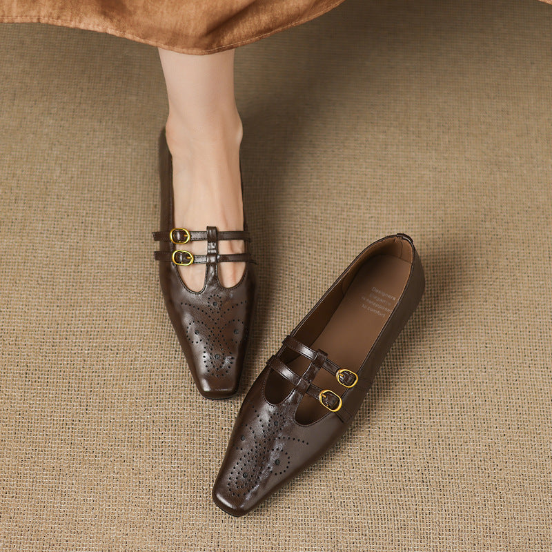 Ceyla | Flat Mary Jane con doppia fascia e perforazioni