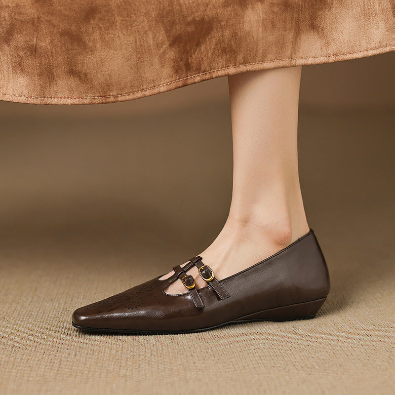 Ceyla | Mary Jane Flat con doppia cinghia e brogue