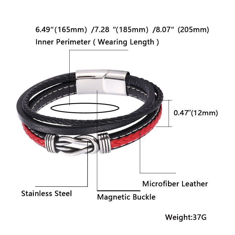 Infinito del Guerriero – Bracciale intrecciato rosso e nero – immagine 6