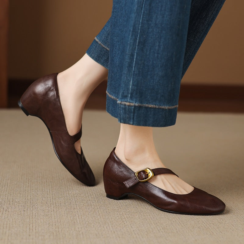 Quira | Mary Jane Flat a Punta Tonda