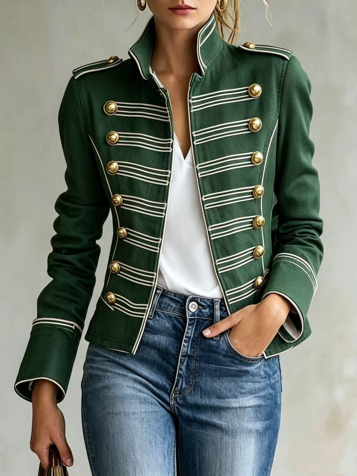 Martina | Giacca di jeans in stile militare con bottoni dorati