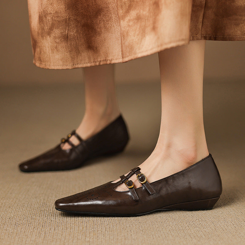 Ceyla | Mary Jane Flat con doppia cinghia e brogue