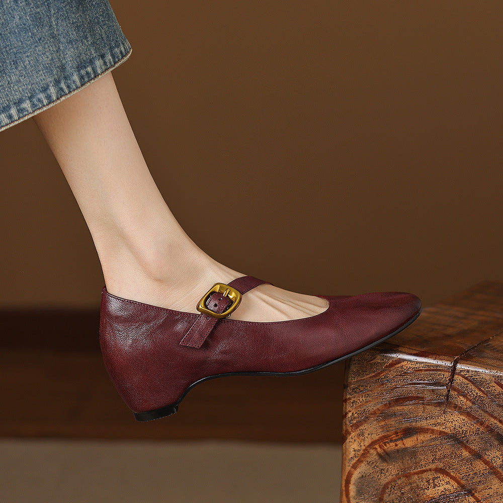 Quira | Mary Jane Flat con Punta Rotonda