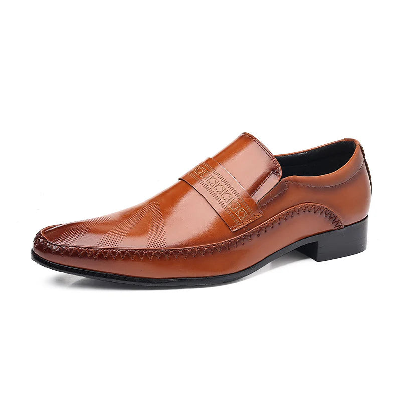 Mocassino Elegante in Pelle – Punta Quadrata Senza Lacci