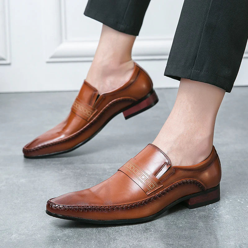 Mocassino Elegante in Pelle – Punta Quadrata Senza Lacci