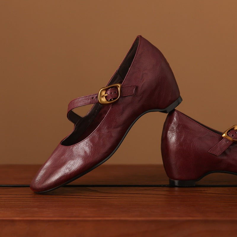 Quira | Mary Jane Flat a Punta Tonda