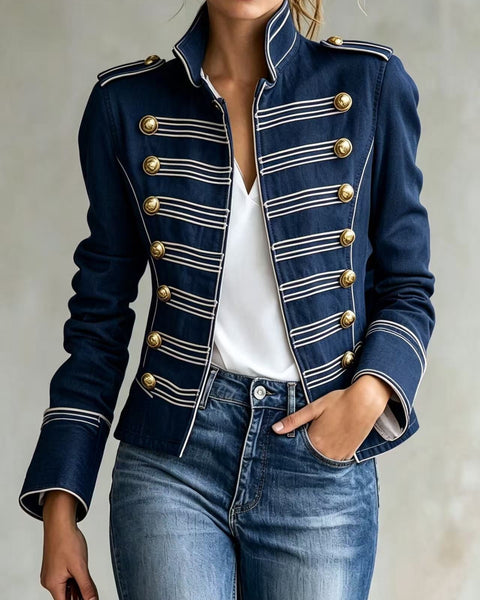 Martina | Giacca di jeans in stile militare con bottoni dorati
