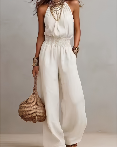 VALERIA | Tuta con Scollo Halter e Gamba Larga