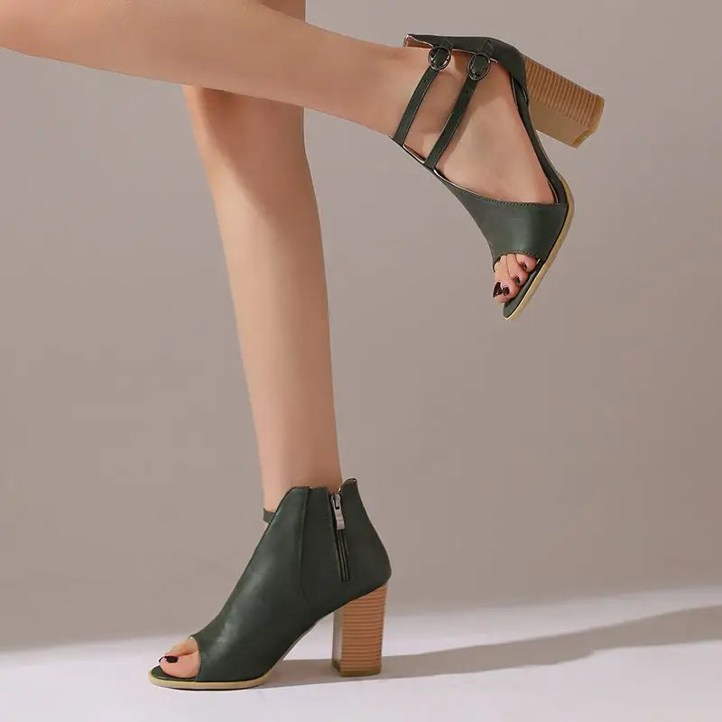 Ava Peep Toe Tacco a Blocco