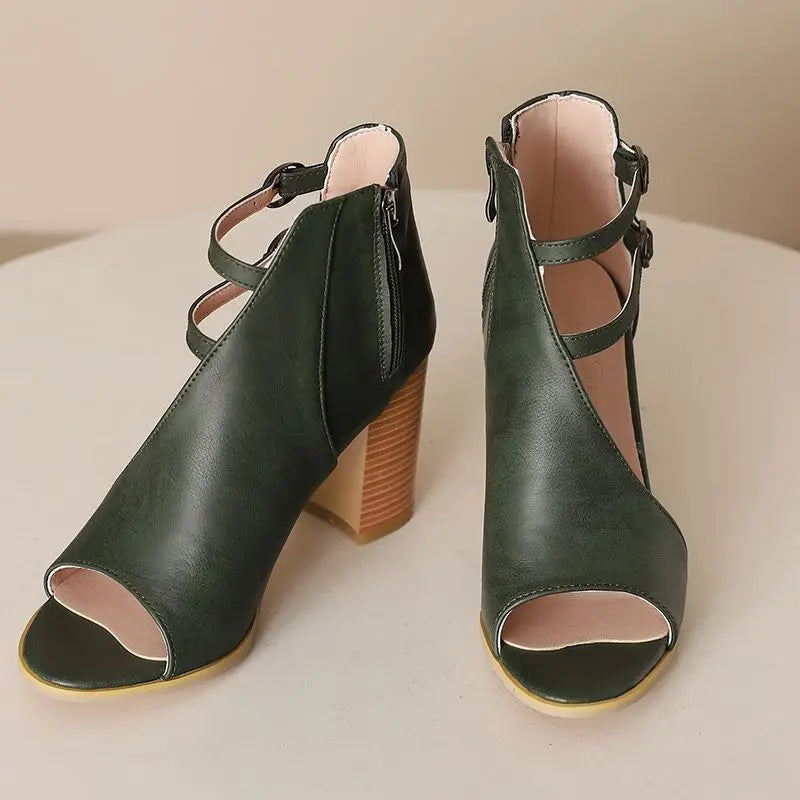 Ava Peep Toe Tacco a Blocco