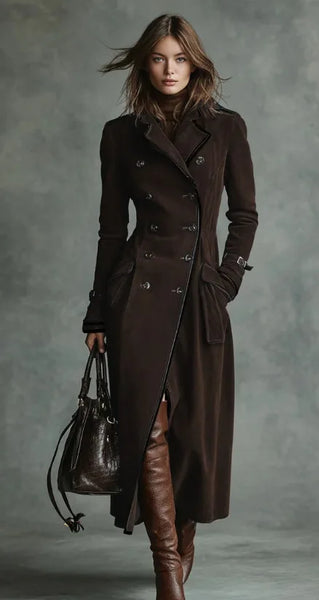 Georgina | Cappotto largo effetto camoscio con cintura