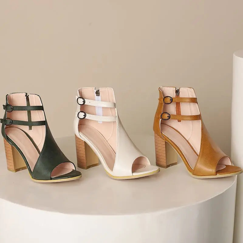Ava Peep Toe Tacco a Blocco