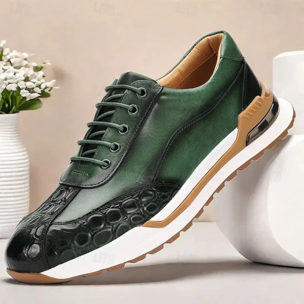 Lorenzo — Sneaker Artigianale in Pelle con Dettaglio Coccodrillo