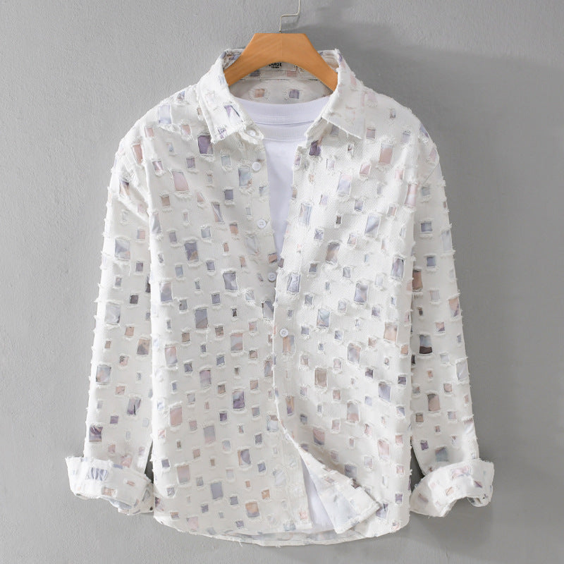 Camicia in Denim Frangiata Mosaic Lipari