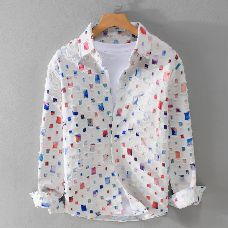 Camicia in Denim Frangiata Mosaic Lipari