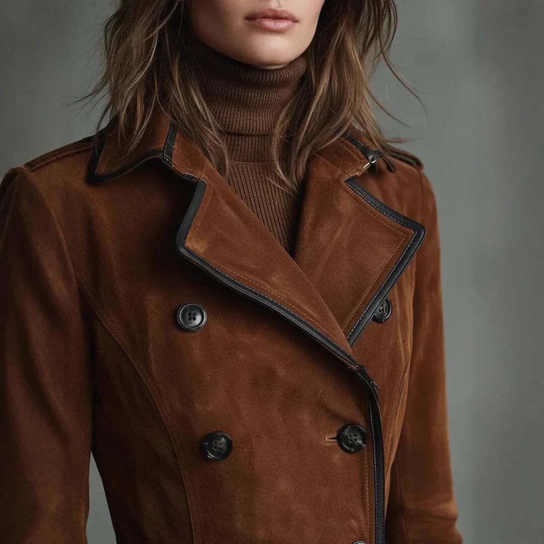 Georgina | Cappotto largo effetto camoscio con cintura