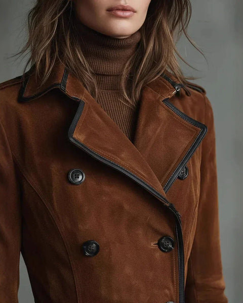 Georgina | Cappotto largo effetto camoscio con cintura