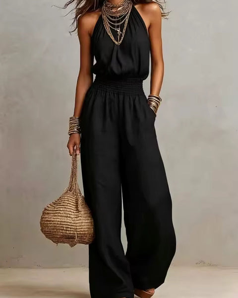 VALERIA | Tuta con Scollo Halter e Gamba Larga