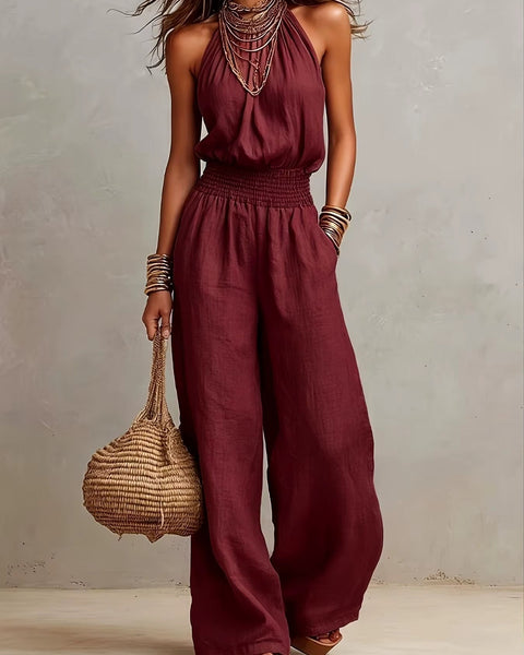 VALERIA | Tuta con Scollo Halter e Gamba Larga