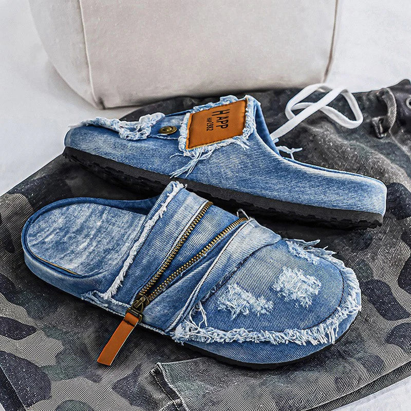 Dario — Pantofole in Denim Strappato