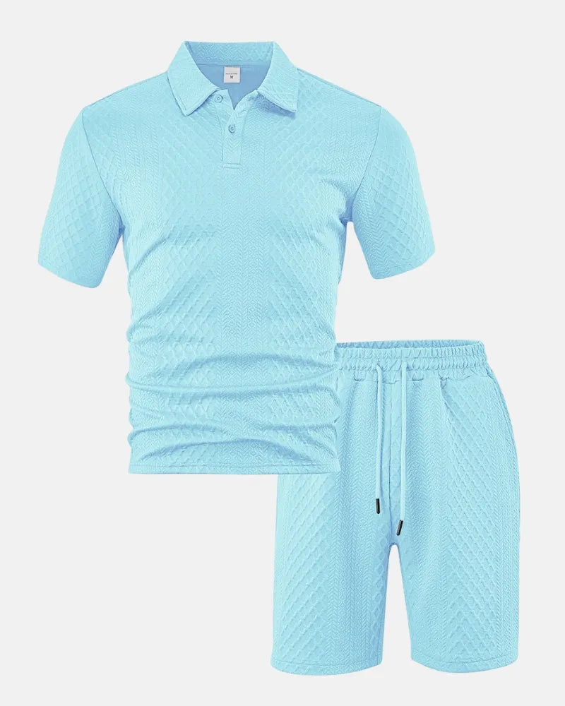 Luca — Completo Uomo Polo e Short in Tessuto Jacquard