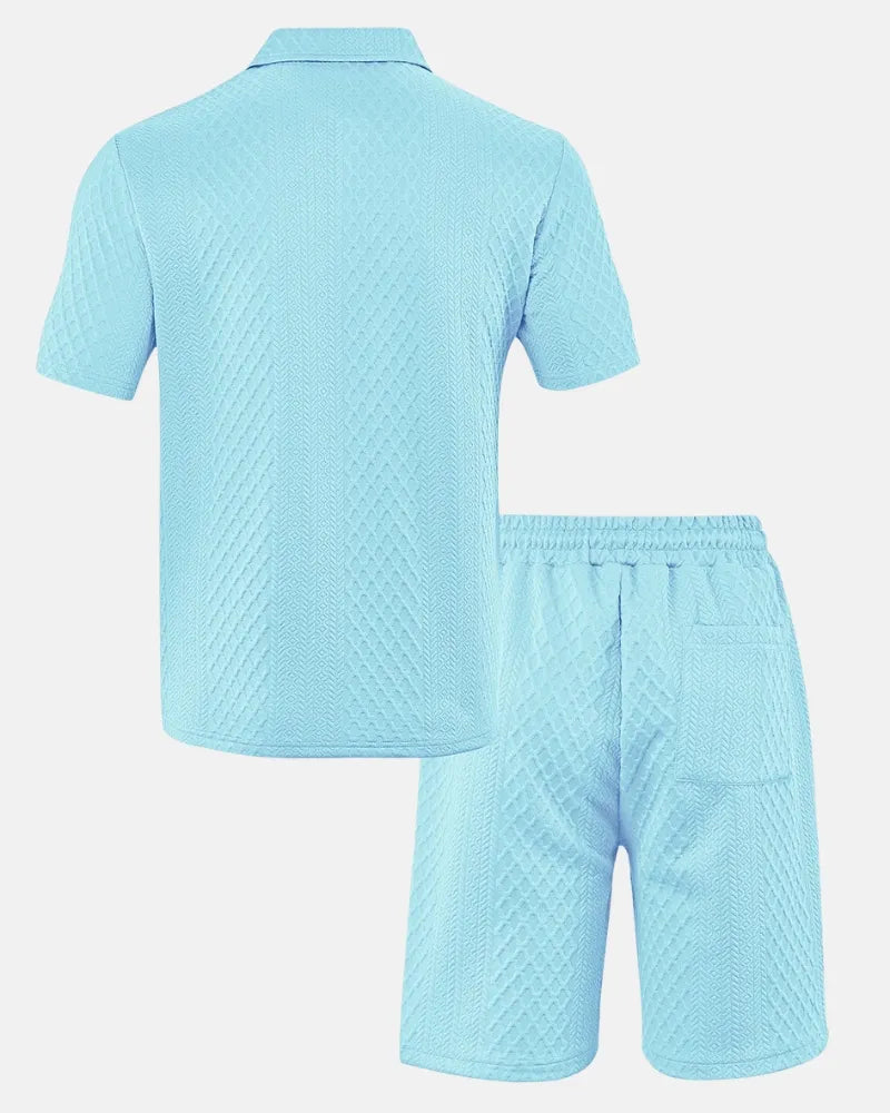 Luca — Completo Uomo Polo e Short in Tessuto Jacquard