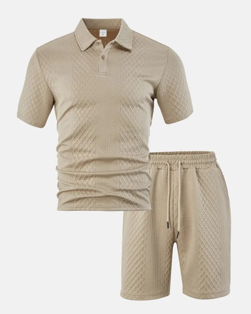 Luca — Completo Uomo Polo e Short in Tessuto Jacquard