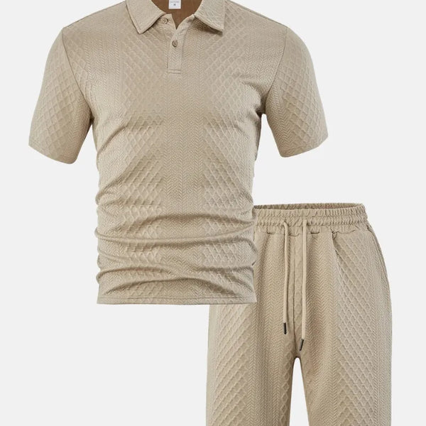 Luca — Completo Uomo Polo e Short in Tessuto Jacquard