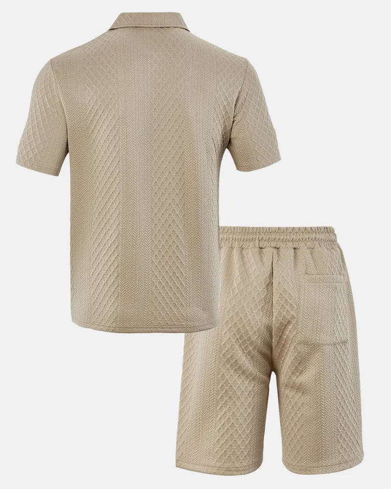 Luca — Completo Uomo Polo e Short in Tessuto Jacquard