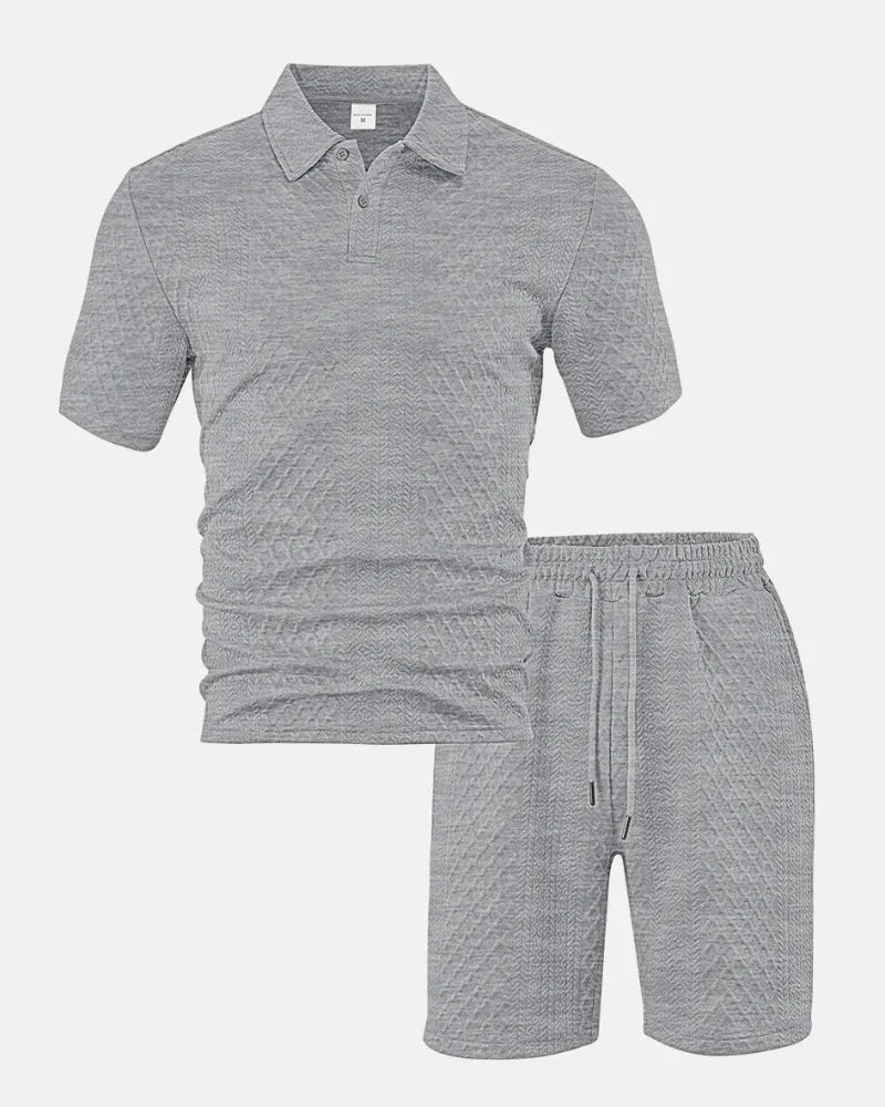 Luca — Completo Uomo Polo e Short in Tessuto Jacquard