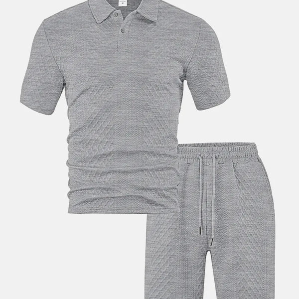 Luca — Completo Uomo Polo e Short in Tessuto Jacquard