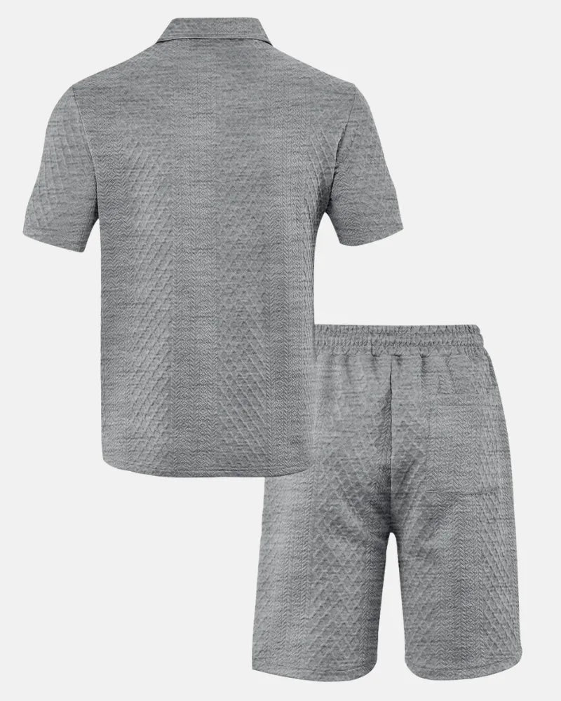 Luca — Completo Uomo Polo e Short in Tessuto Jacquard